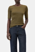 Closed Crewneck Short Sleeve - Deep Olive Women's Tops - Sloane Boutique