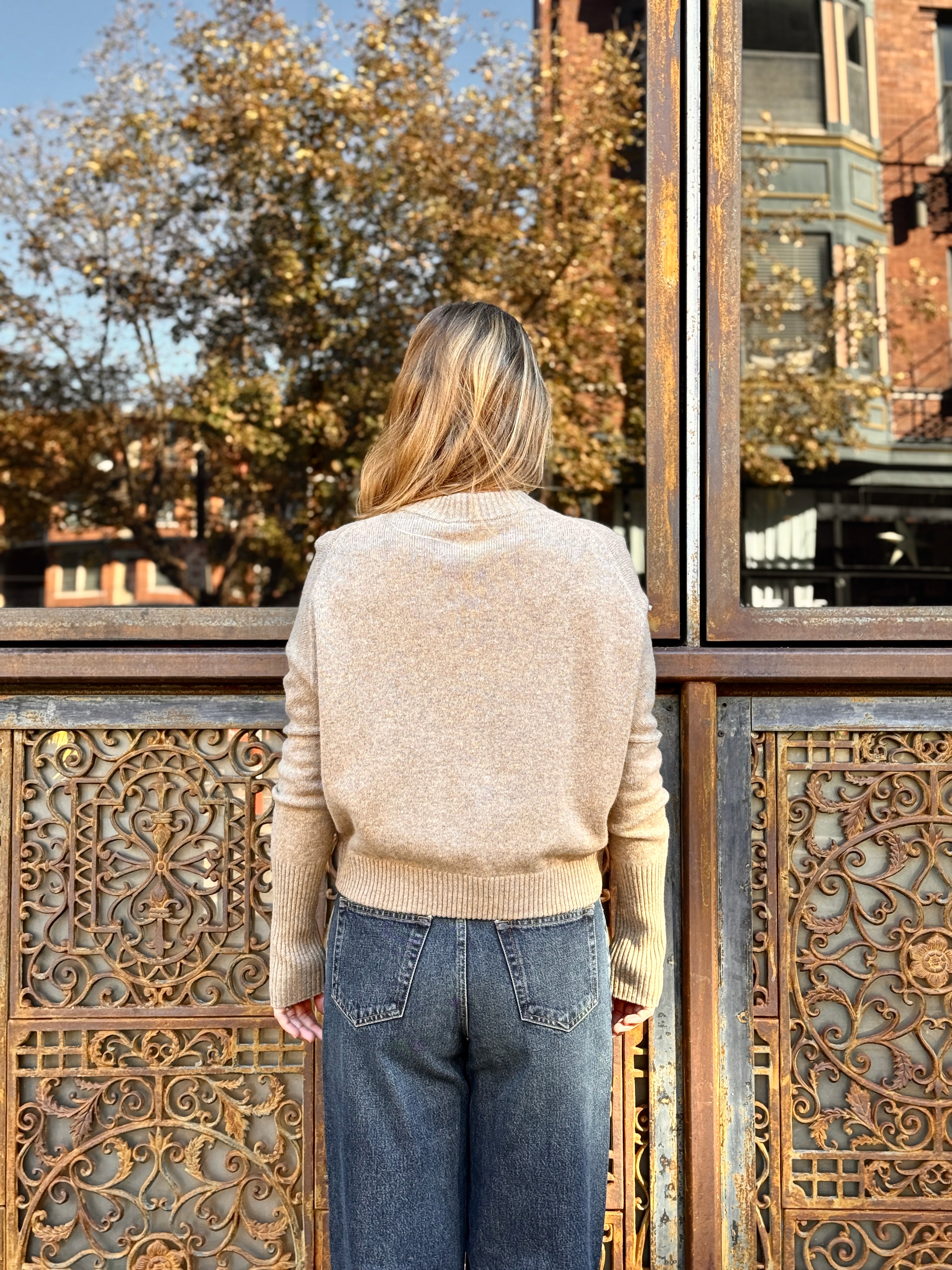 Closed Cropped Crew Sweater - Dark Chino Beige Women's Tops - Sloane Boutique