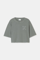 Closed Cropped T-Shirt - Faded Green Women's Tops - Sloane Boutique