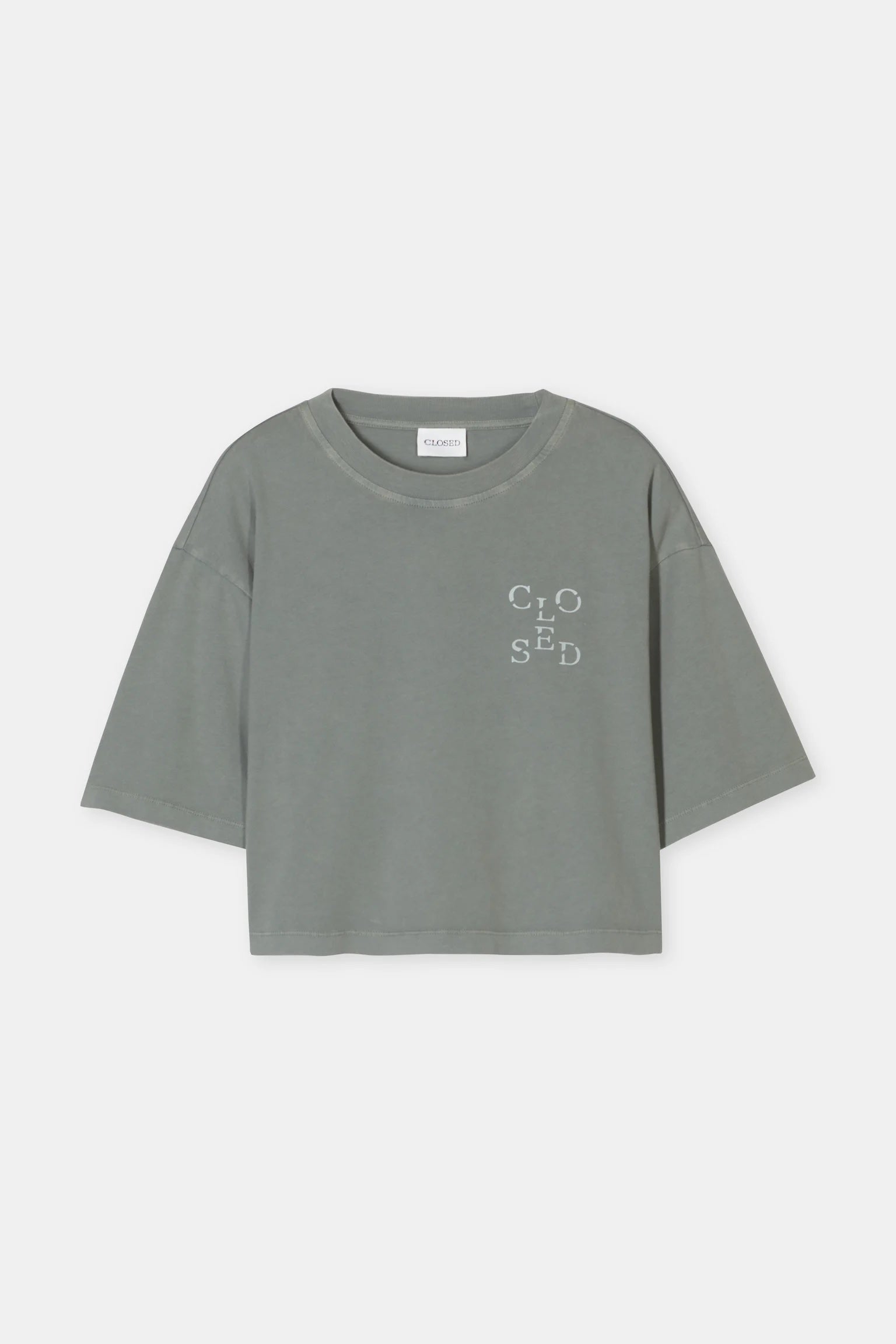 Closed Cropped T-Shirt - Faded Green Women's Tops - Sloane Boutique