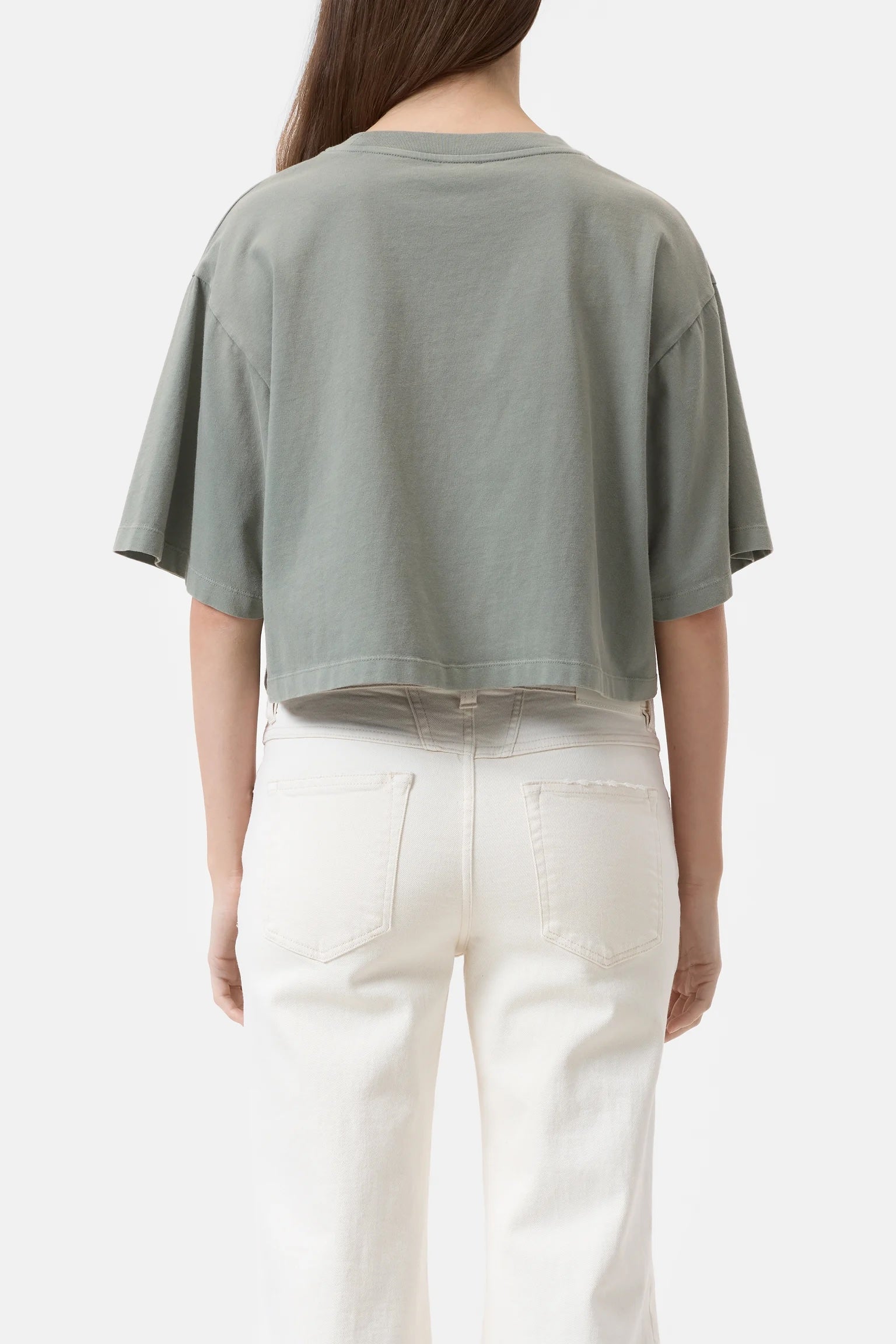 Closed Cropped T-Shirt - Faded Green Women's Tops - Sloane Boutique