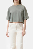 Closed Cropped T-Shirt - Faded Green Women's Tops - Sloane Boutique