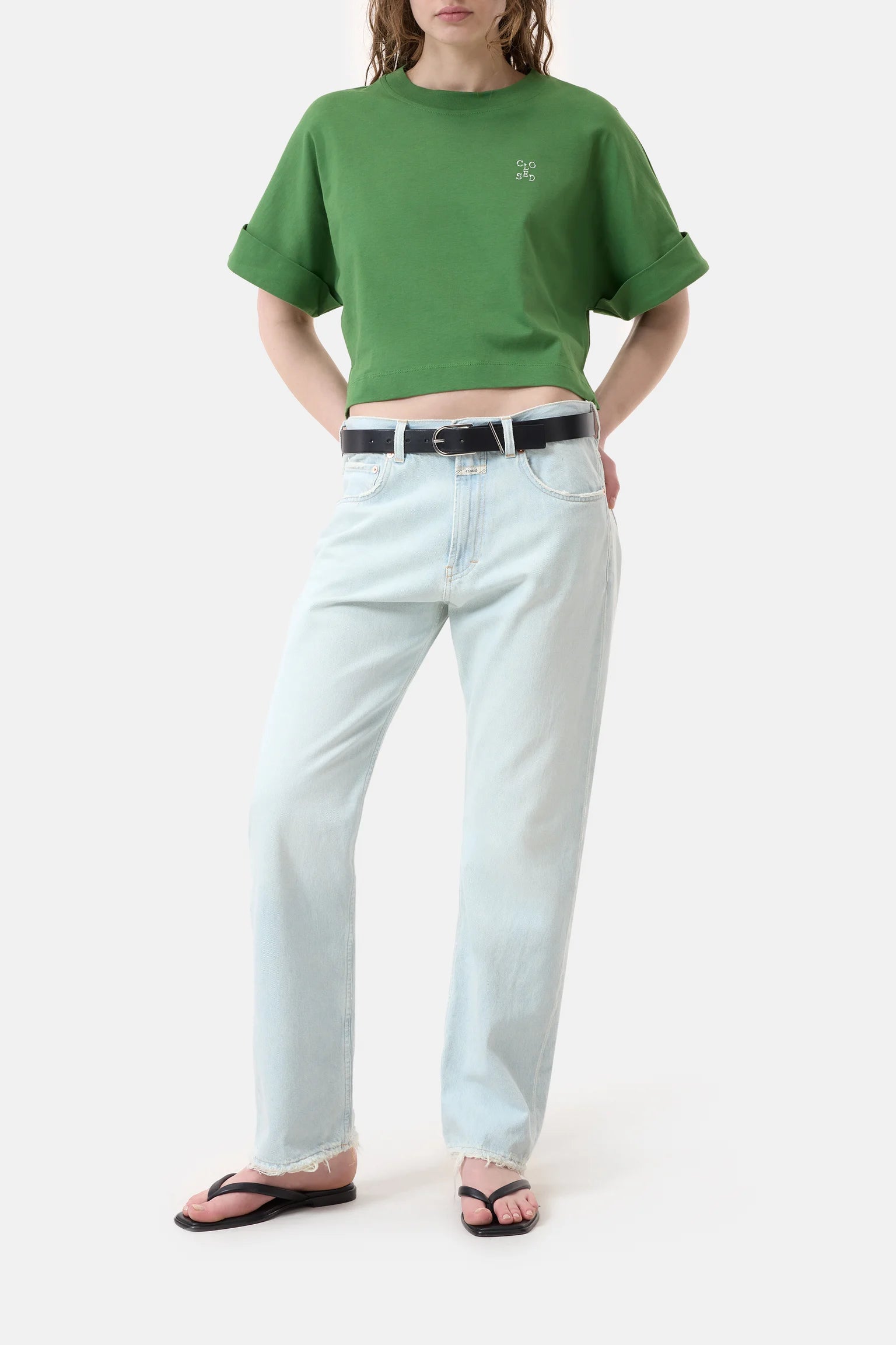 Closed Cropped T Shirt - Matcha Green Women's Tops - Sloane Boutique