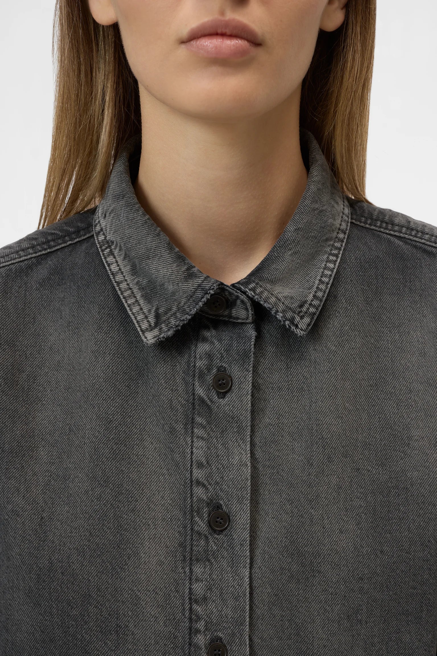 CLOSED Curved Hem Shirt - Dark Grey Women's Tops - Sloane Boutique