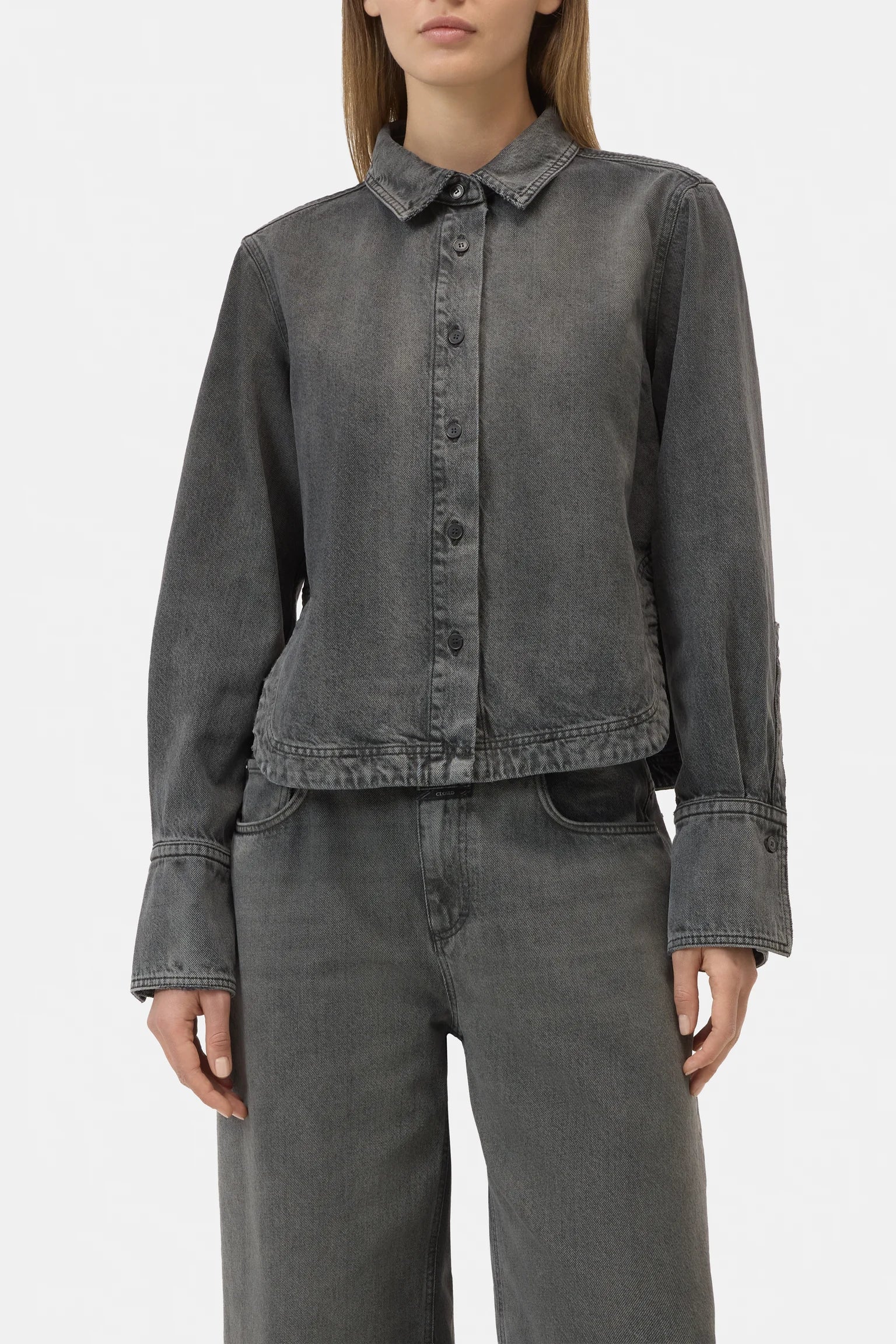 CLOSED Curved Hem Shirt - Dark Grey Women's Tops - Sloane Boutique