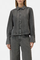 CLOSED Curved Hem Shirt - Dark Grey Women's Tops - Sloane Boutique