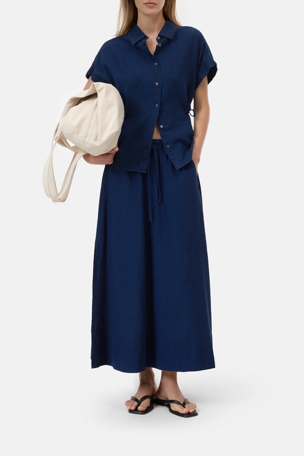 CLOSED Denim Gathered Skirt - Dark blue Women's Bottoms - Sloane Boutique