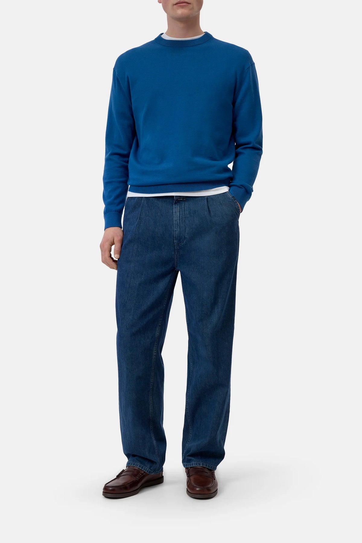 Closed Knit Crewneck Long Sleeve - Harbour Blue Men's Tops - Sloane Boutique