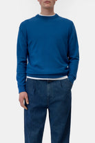 Closed Knit Crewneck Long Sleeve - Harbour Blue Men's Tops - Sloane Boutique
