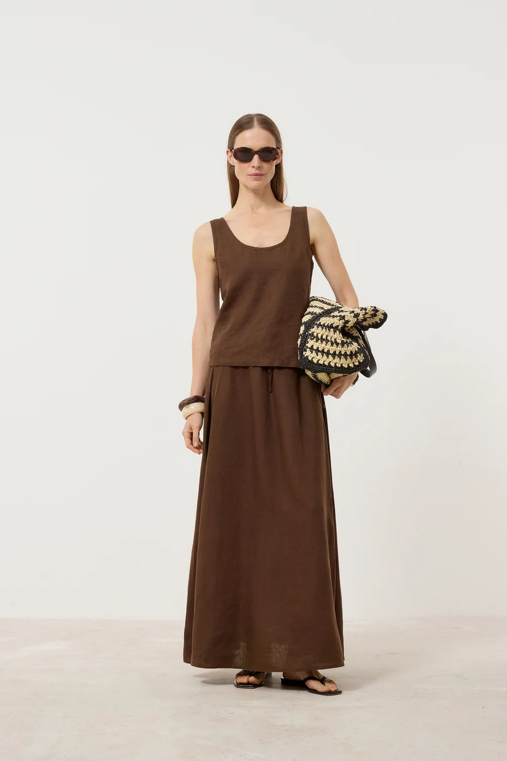 CLOSED Linen Maxi Skirt - Maple Brown Women's Bottoms - Sloane Boutique
