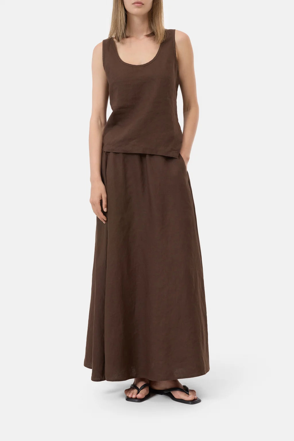CLOSED Linen Maxi Skirt - Maple Brown Women's Bottoms - Sloane Boutique
