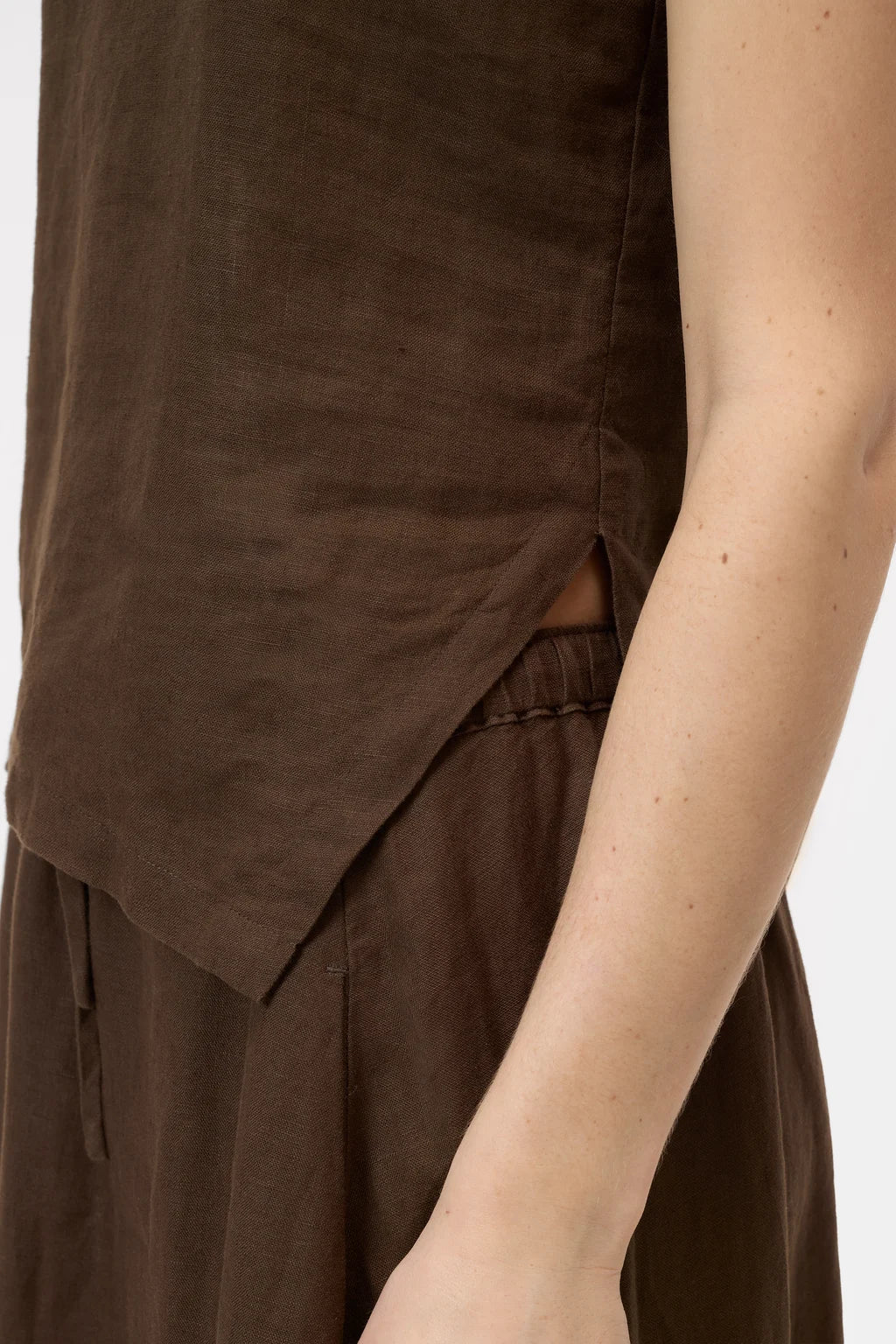 CLOSED Linen Tank Top - Maple Brown Women's Tops - Sloane Boutique