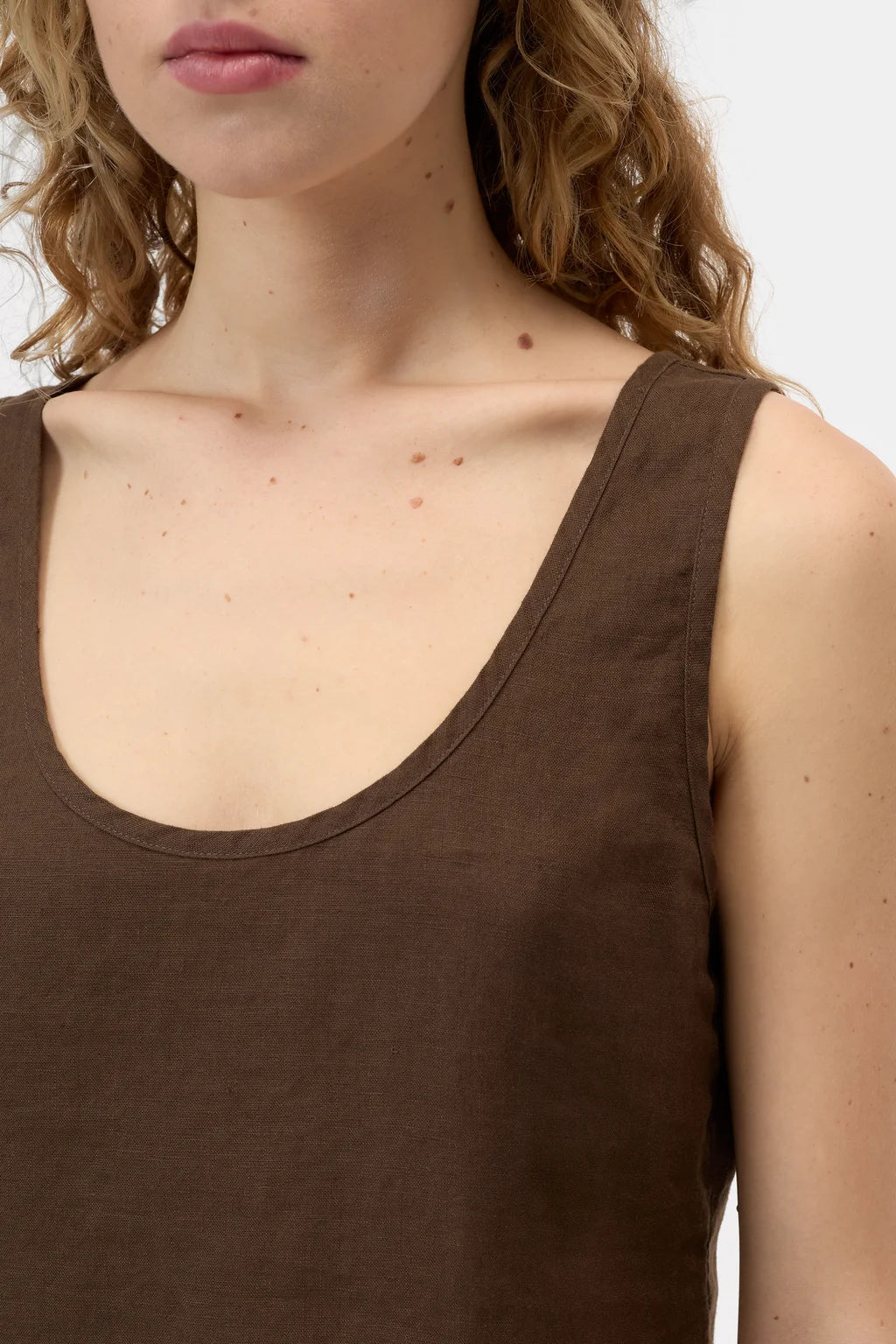 CLOSED Linen Tank Top - Maple Brown Women's Tops - Sloane Boutique