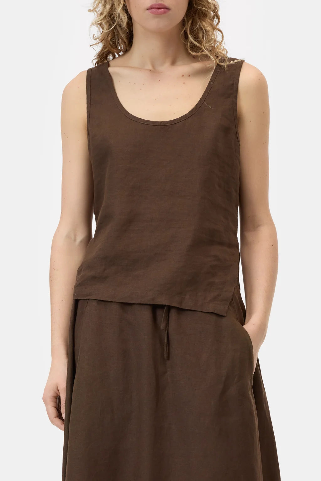 CLOSED Linen Tank Top - Maple Brown Women's Tops - Sloane Boutique