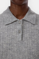 Closed Long Sleeve Polo - Light Grey Melange Women's Tops - Sloane Boutique