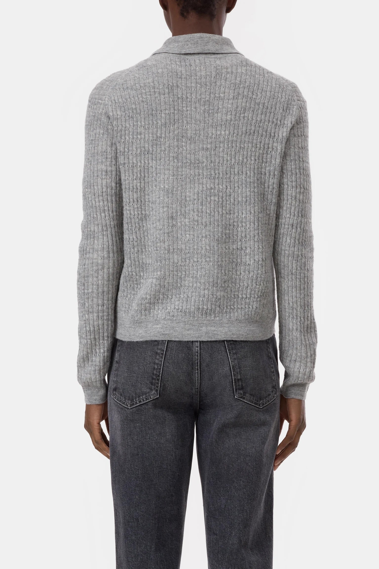 Closed Long Sleeve Polo - Light Grey Melange Women's Tops - Sloane Boutique