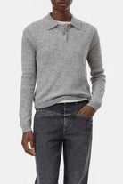Closed Long Sleeve Polo - Light Grey Melange Women's Tops - Sloane Boutique