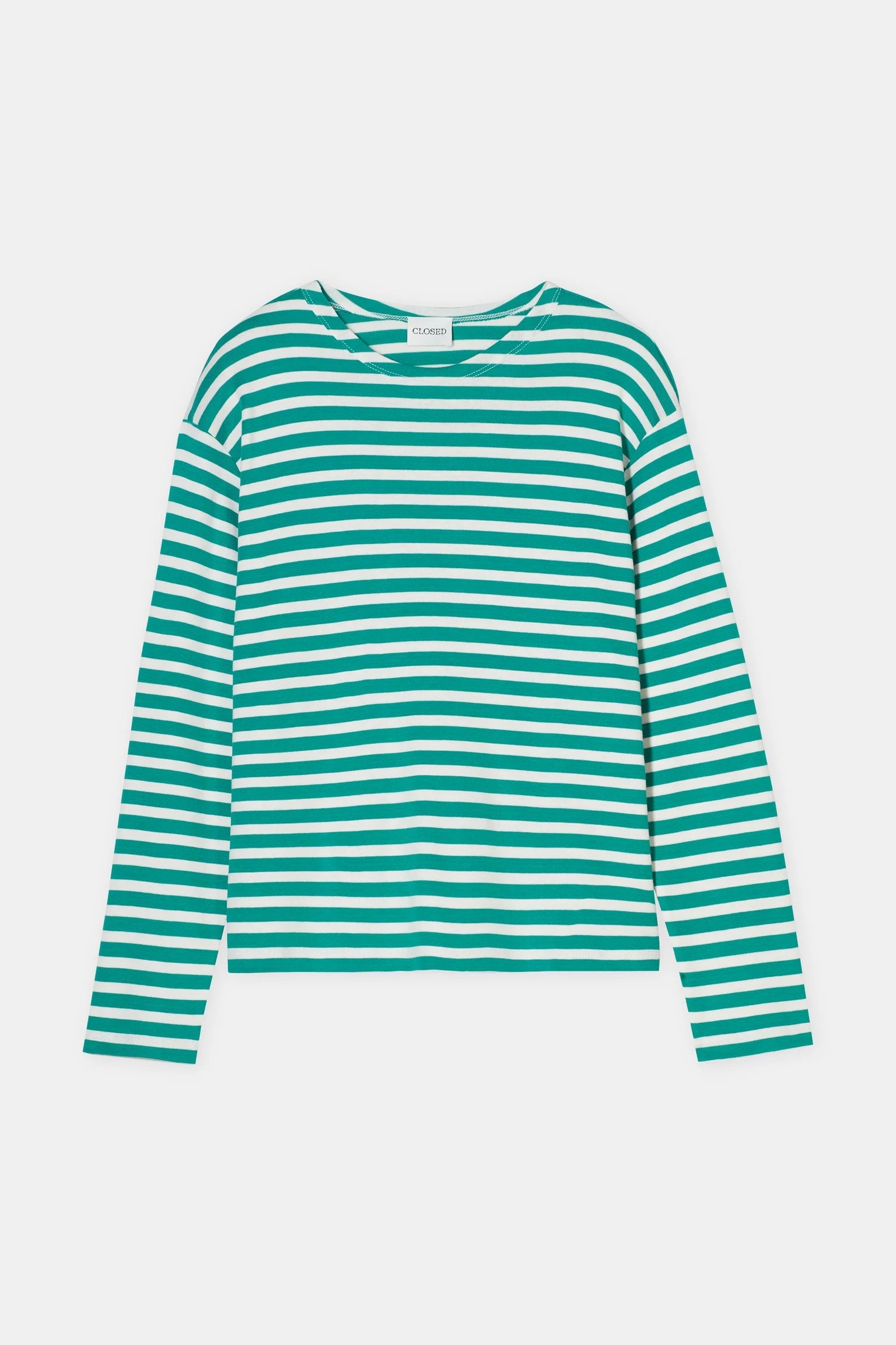 Closed Long Sleeve Striped Shirt - Meadow Green sale tops - Sloane Boutique