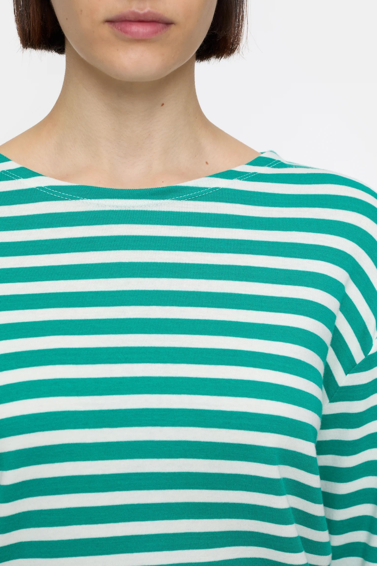 Closed Long Sleeve Striped Shirt - Meadow Green sale tops - Sloane Boutique
