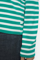 Closed Long Sleeve Striped Shirt - Meadow Green sale tops - Sloane Boutique