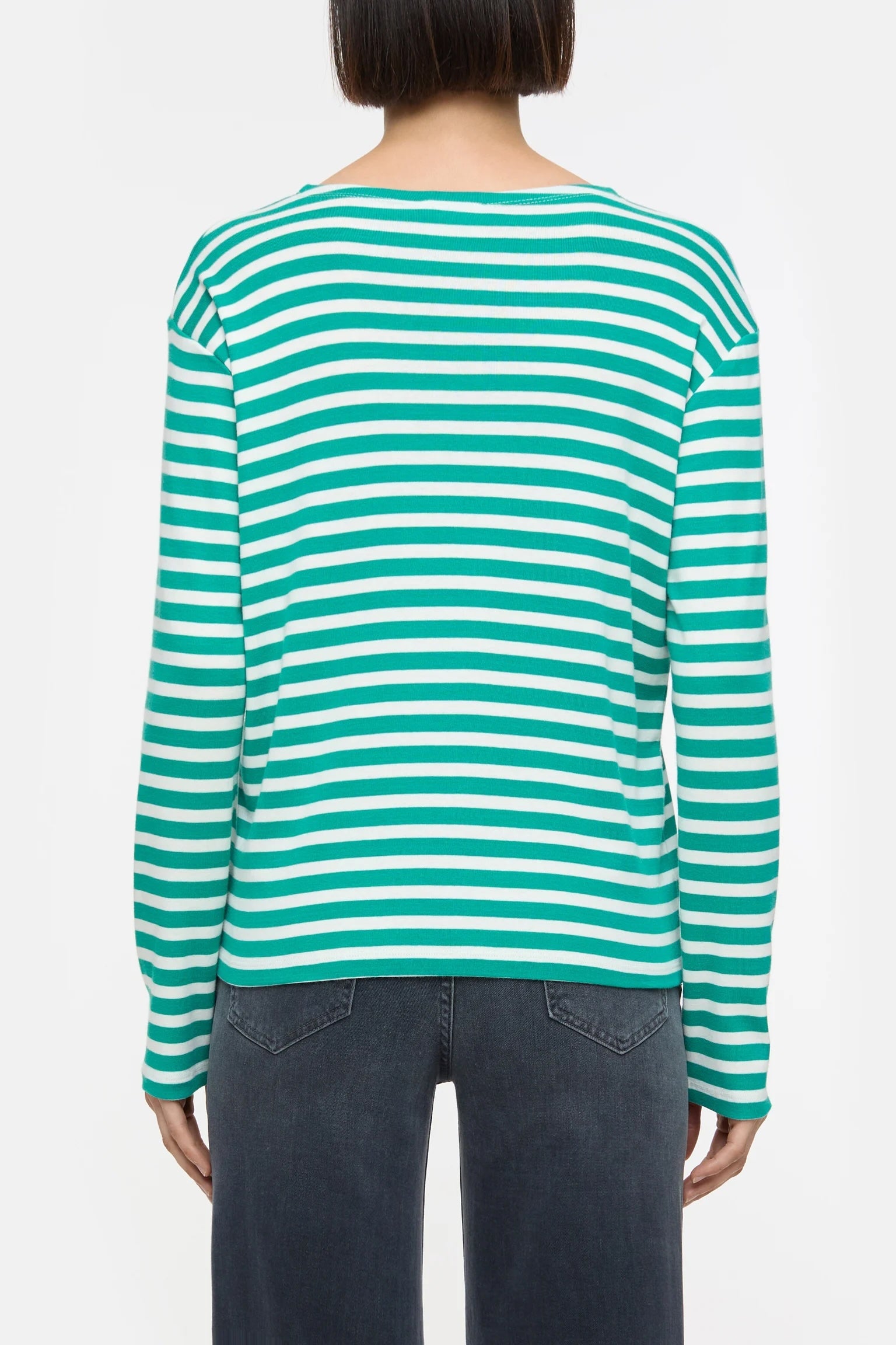 Closed Long Sleeve Striped Shirt - Meadow Green sale tops - Sloane Boutique