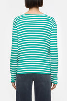 Closed Long Sleeve Striped Shirt - Meadow Green sale tops - Sloane Boutique