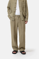 Closed Men's Blomberg Wide Linen - Chino Green Men's Bottoms - Sloane Boutique