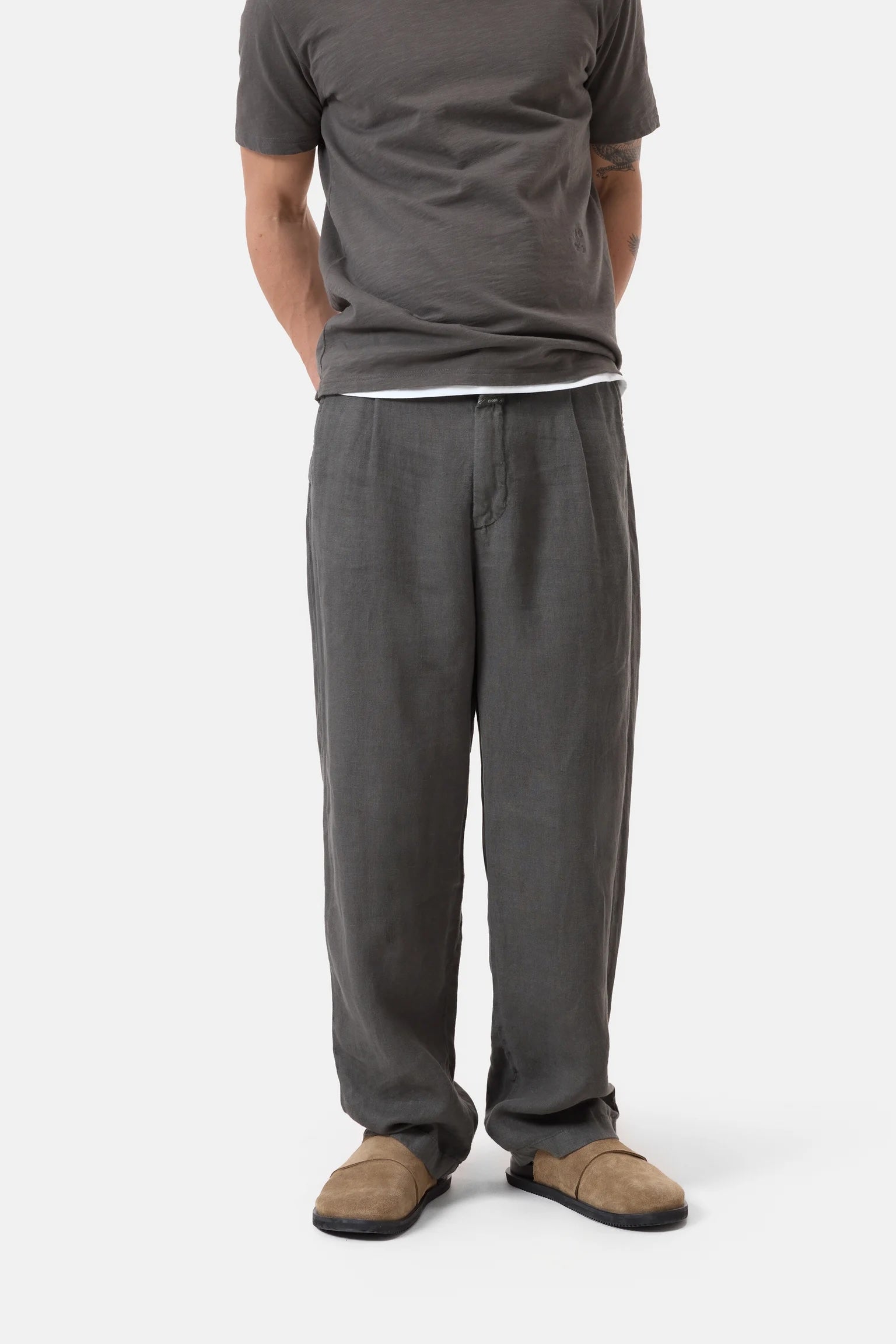 Closed Men's Blomberg Wide Linen - Pepper Grey Men's Bottoms - Sloane Boutique
