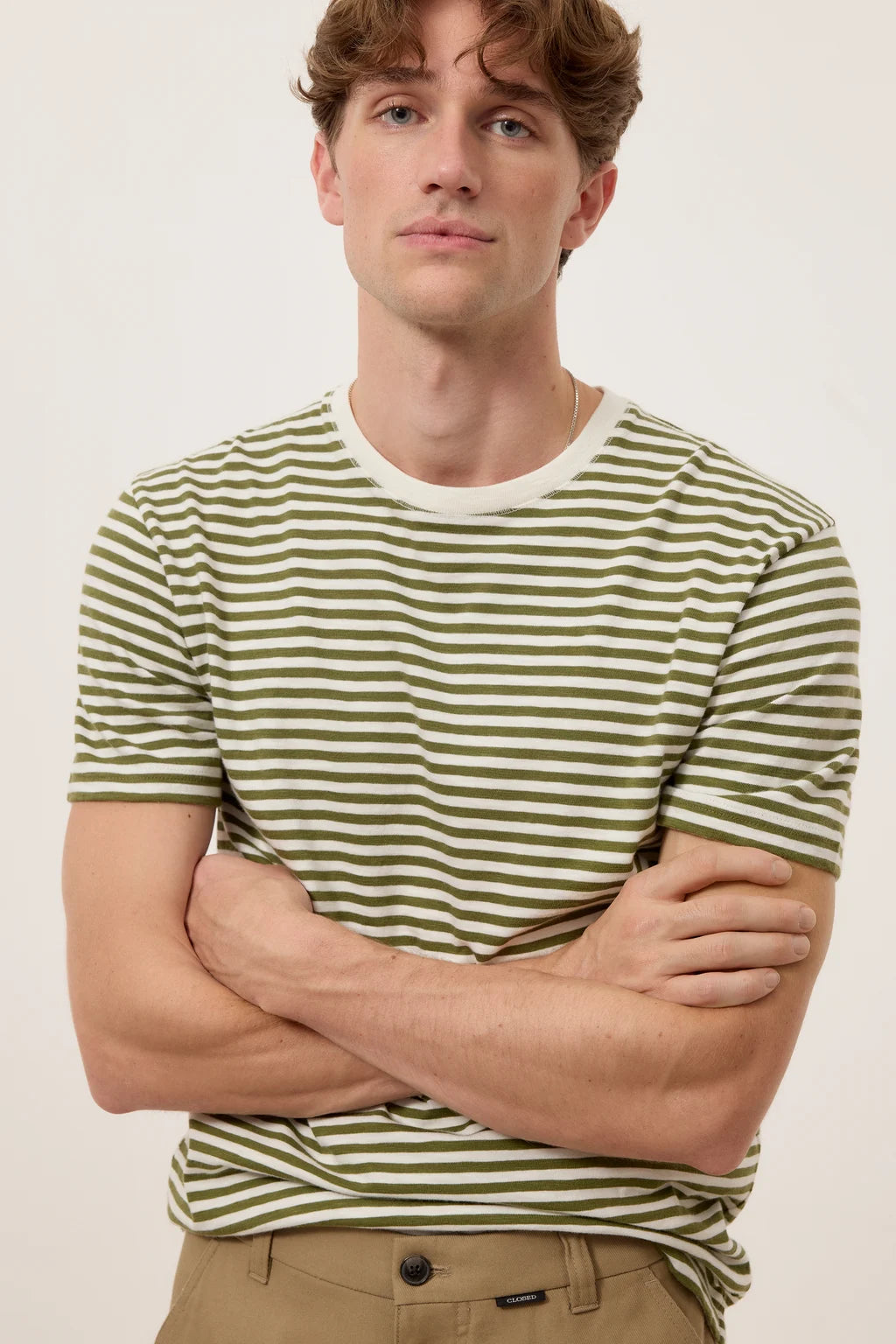 CLOSED Men's Classic Striped T-Shirt - Pine Green Men's Tops - Sloane Boutique