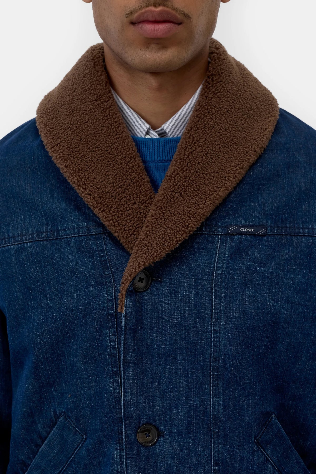 Closed Men's Jacket w/Shawl Collar - Mid Blue Outerwear - Sloane Boutique