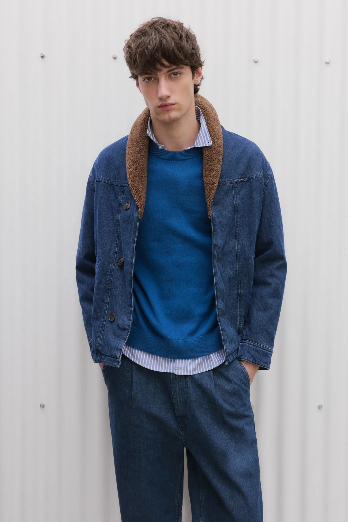 Closed Men's Jacket w/Shawl Collar - Mid Blue Outerwear - Sloane Boutique