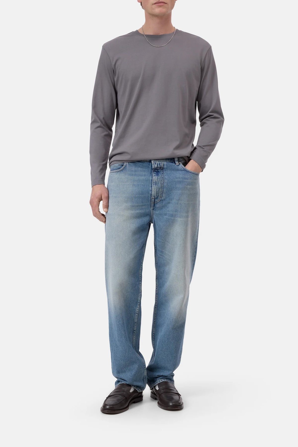 Closed Men's L/S T-Shirt - Mushroom Grey Men's Tops - Sloane Boutique