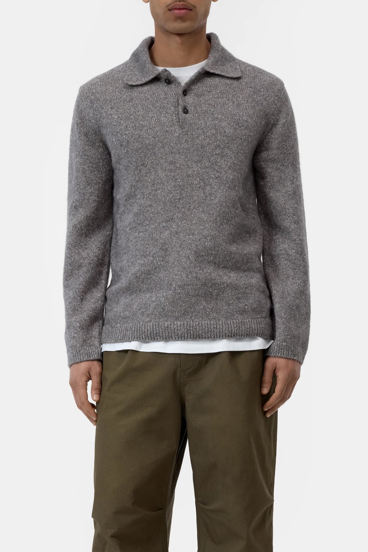 Closed Men's Polo Sweater - Dark Grey Melange Men's Tops - Sloane Boutique