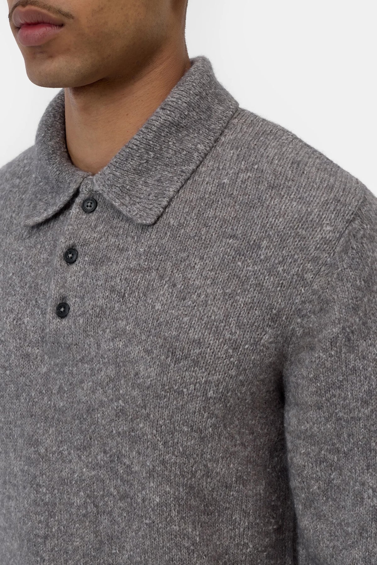 Closed Men's Polo Sweater - Dark Grey Melange Men's Tops - Sloane Boutique