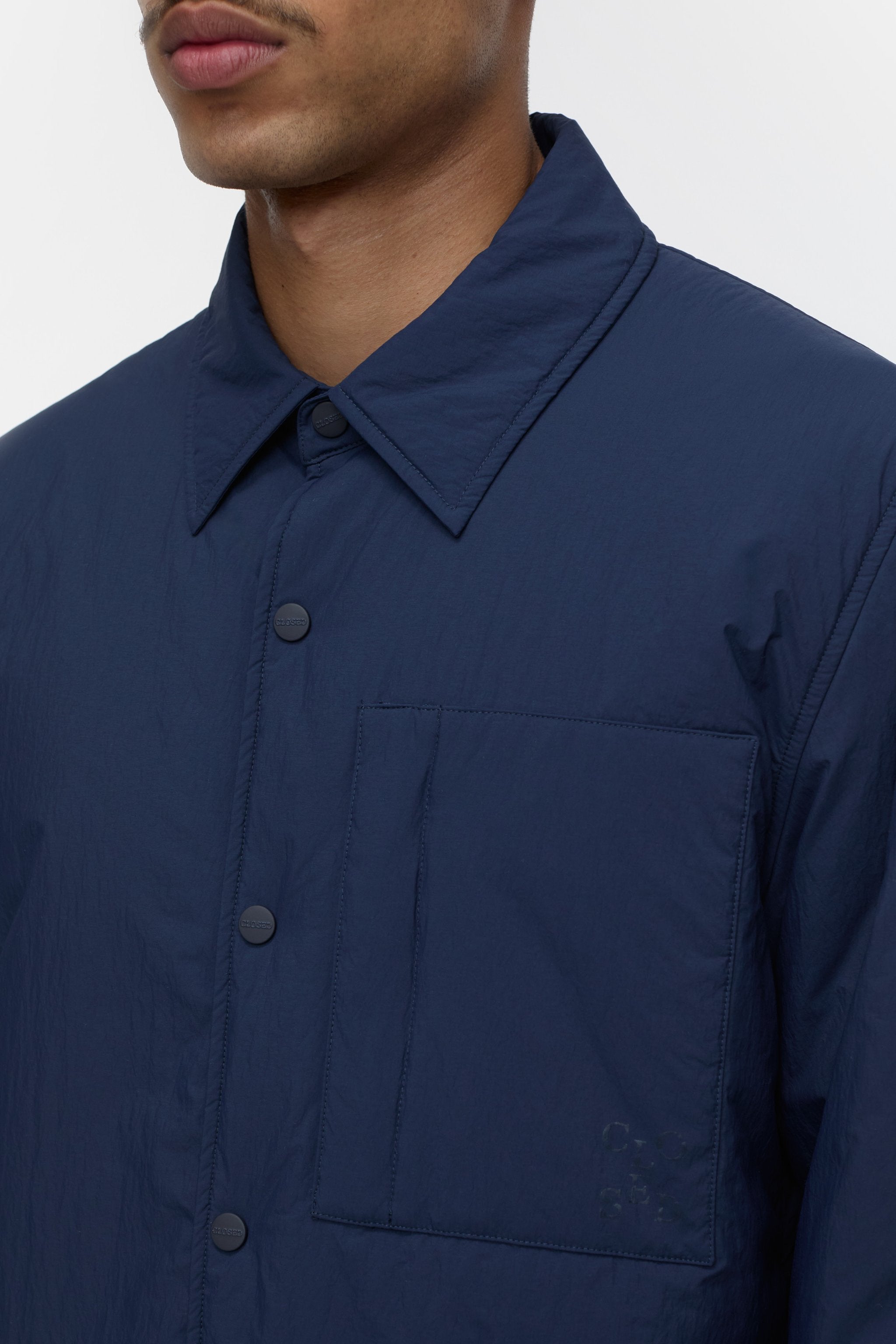 CLOSED Men's Quilted Overshirt - Smokey Blue Outerwear - Sloane Boutique