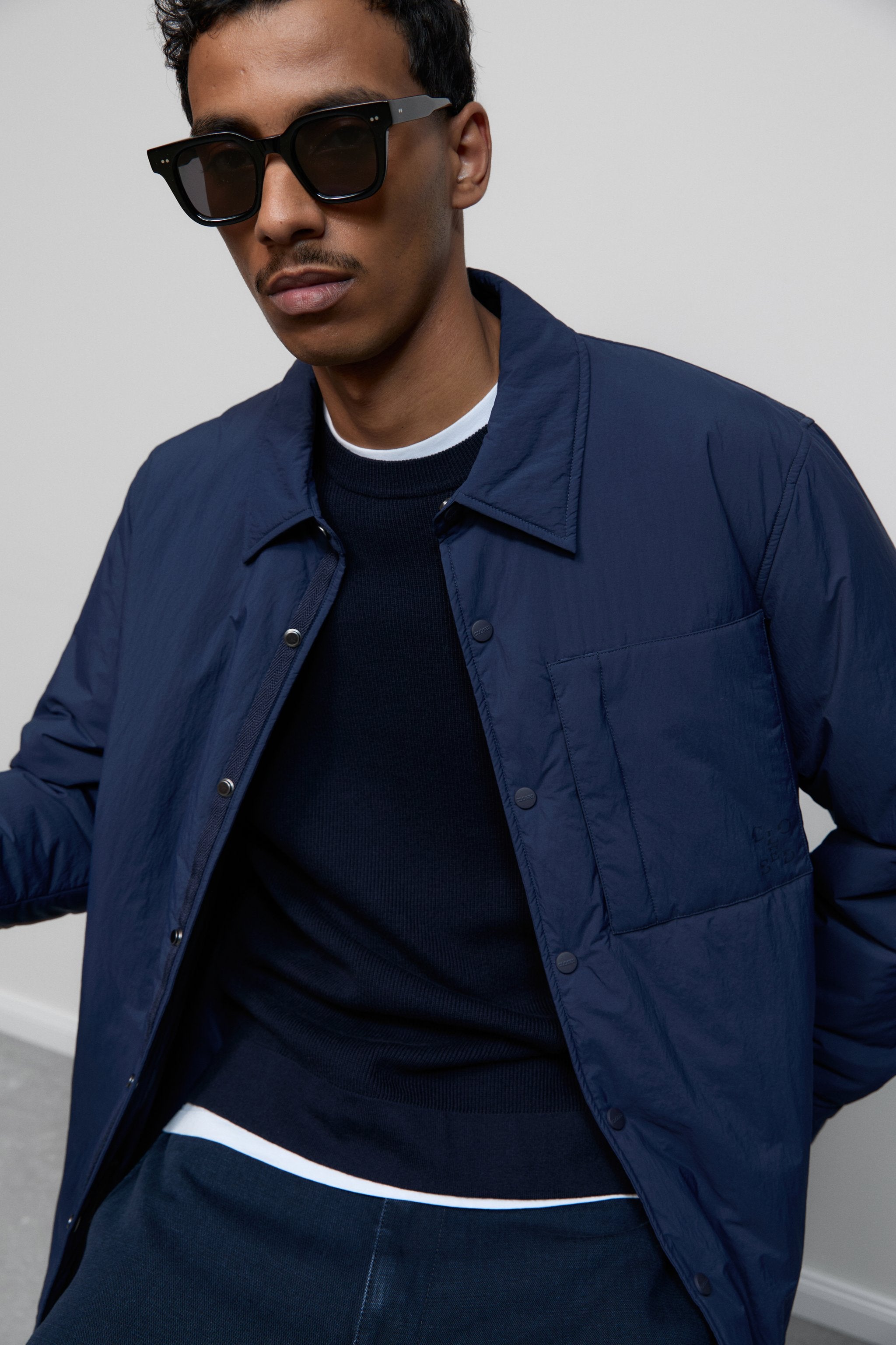 CLOSED Men's Quilted Overshirt - Smokey Blue Outerwear - Sloane Boutique