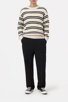 CLOSED Men's Striped Crewneck Jumper - Ivory Men's Tops - Sloane Boutique