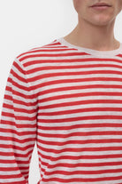 CLOSED Men's Striped Crewneck Sweater - Laser Red Men's Tops - Sloane Boutique