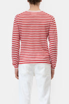 CLOSED Men's Striped Crewneck Sweater - Laser Red Men's Tops - Sloane Boutique