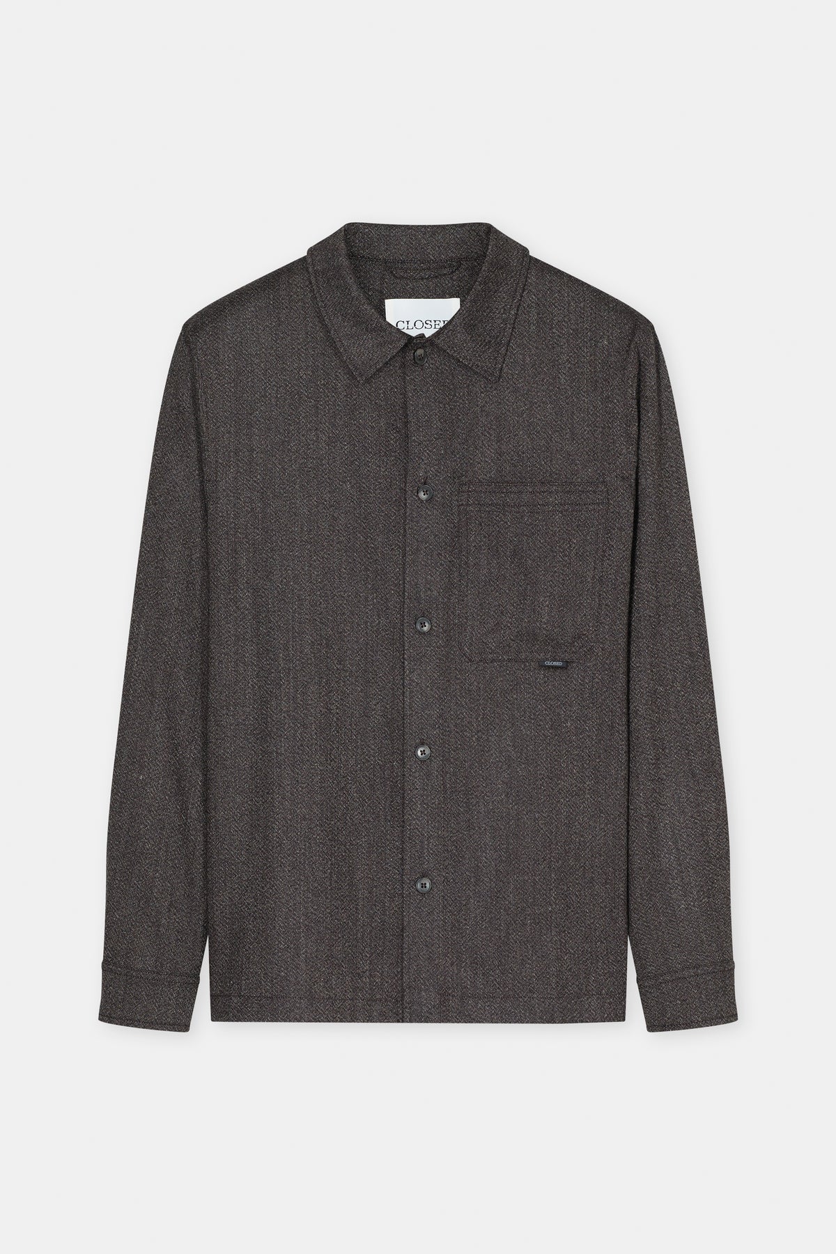 Closed Men's Wool Shirt - Espresso Brown Men's Tops - Sloane Boutique