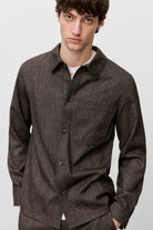 Closed Men's Wool Shirt - Espresso Brown Men's Tops - Sloane Boutique
