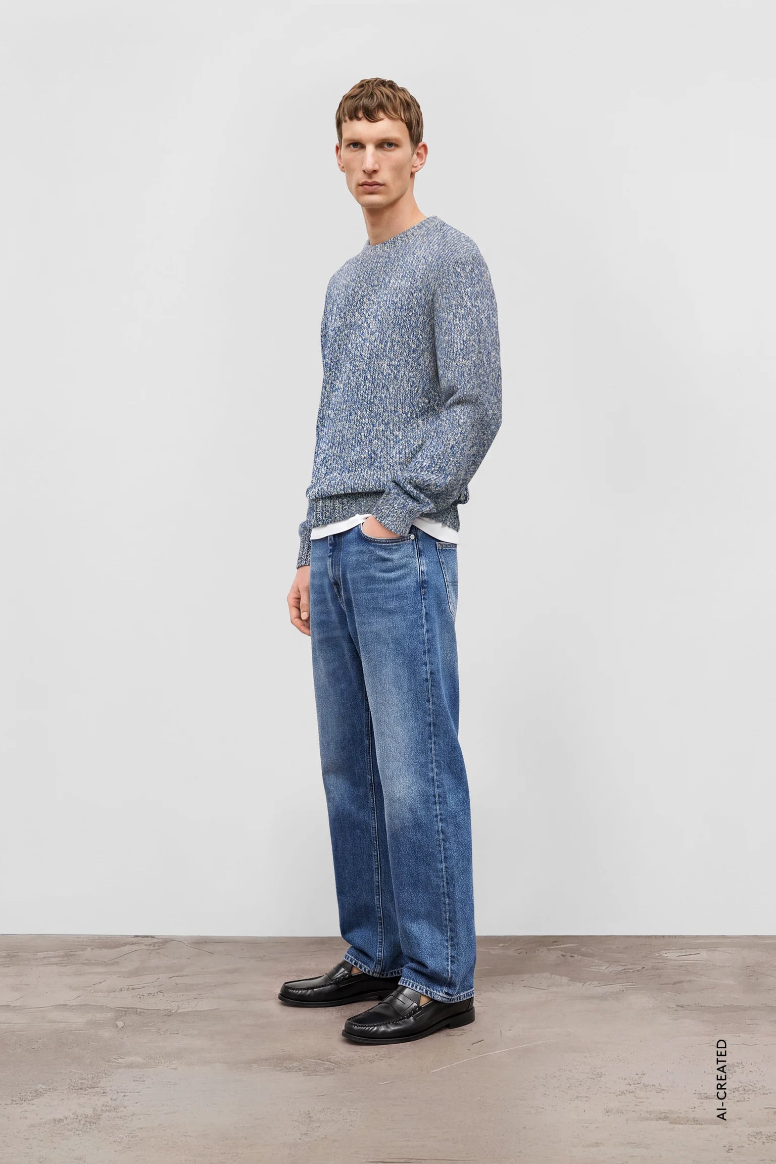 Closed Mouliné Crewneck - Harbour Blue Men's Tops - Sloane Boutique
