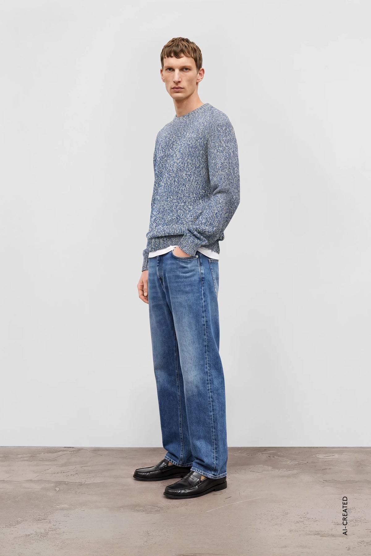 Closed Mouliné Crewneck - Harbour Blue Men's Tops - Sloane Boutique