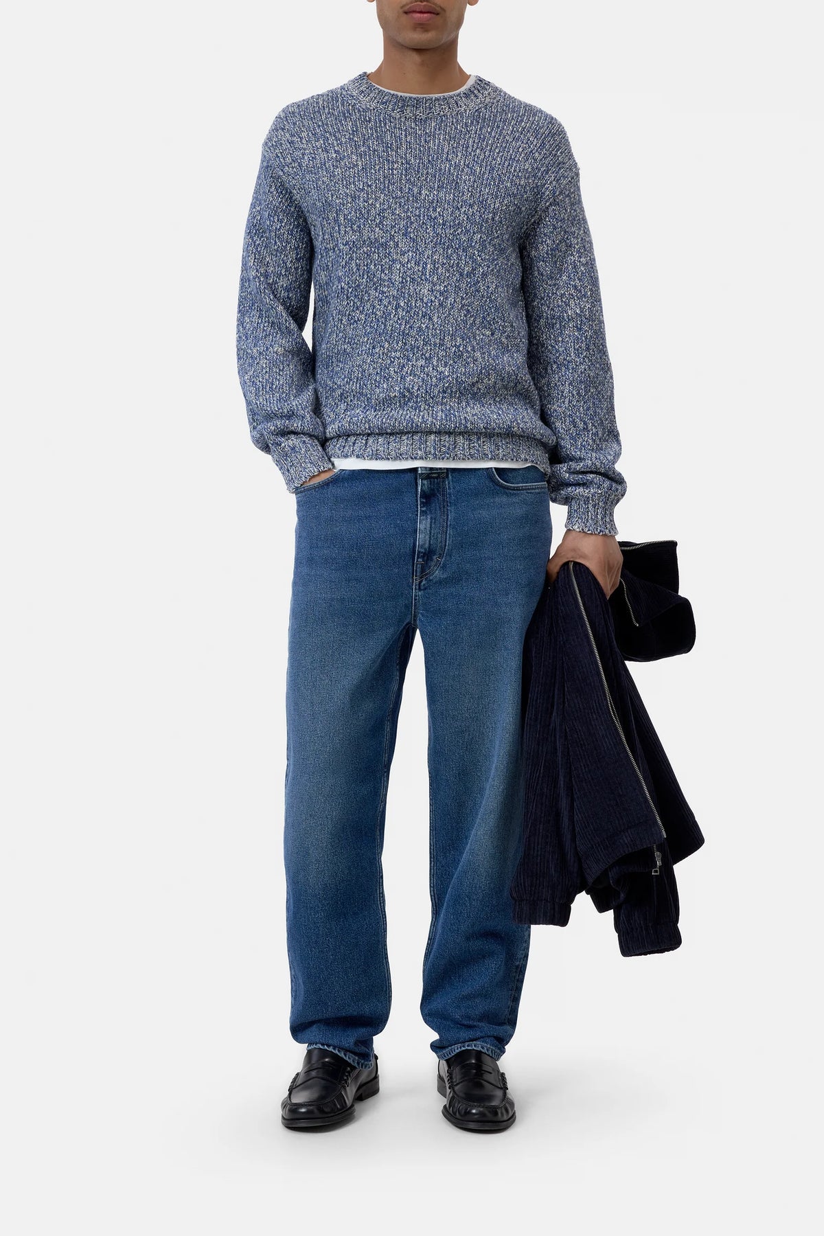 Closed Mouliné Crewneck - Harbour Blue Men's Tops - Sloane Boutique