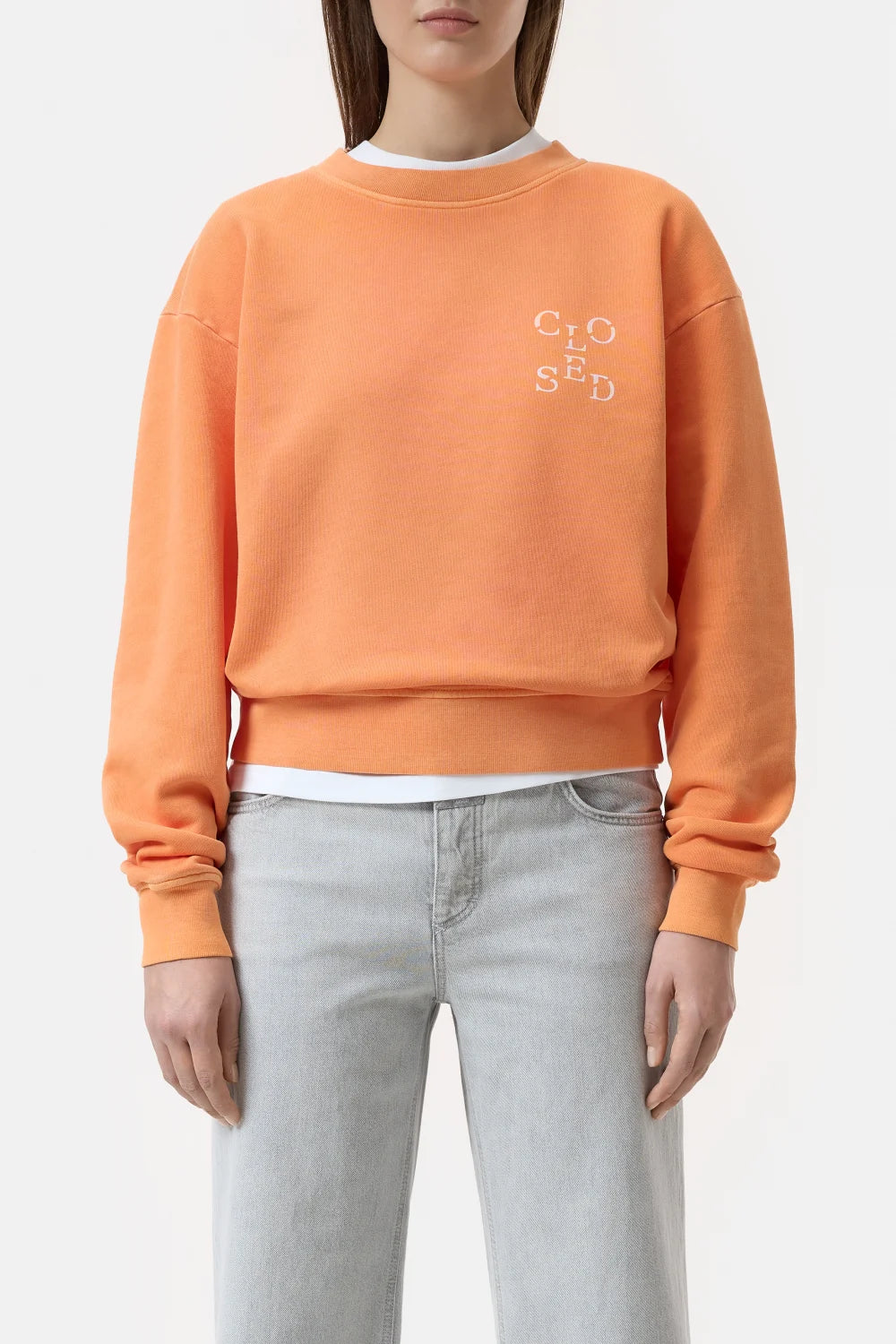 Closed Printed Sweatshirt - Pumpkin Orange sale tops - Sloane Boutique