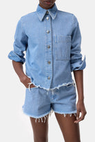 Closed Short Shirt Jacket - Light Blue sale outerwear - Sloane Boutique