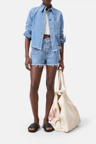 Closed Short Shirt Jacket - Light Blue sale outerwear - Sloane Boutique
