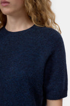 Closed Short Sleeve Crewneck Sweater - Dark Night Women's Tops - Sloane Boutique
