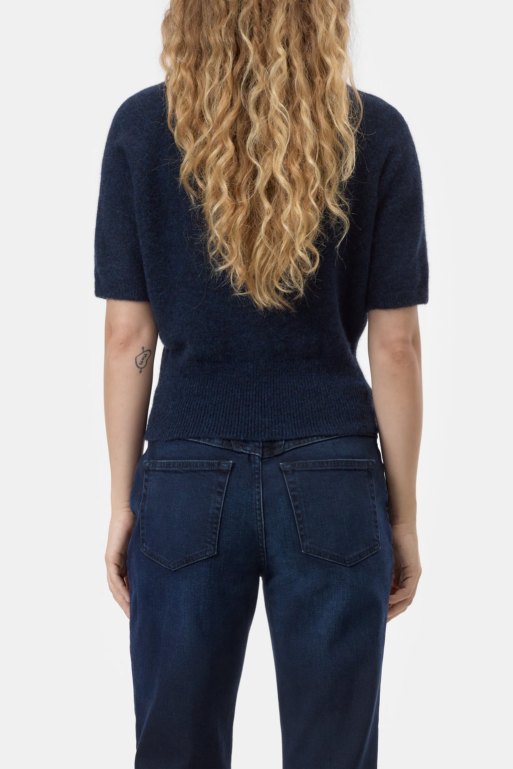 Closed Short Sleeve Crewneck Sweater - Dark Night Women's Tops - Sloane Boutique