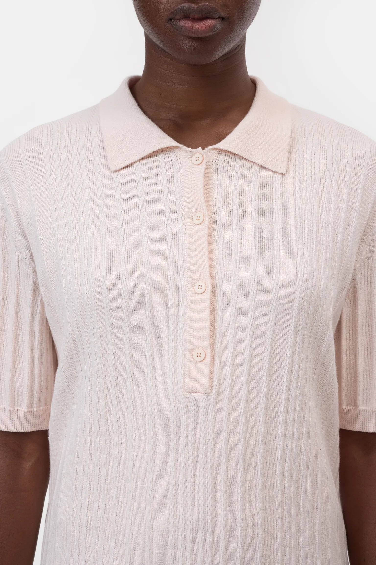 Closed Short Sleeve Polo - Blush Pink Women's Tops - Sloane Boutique